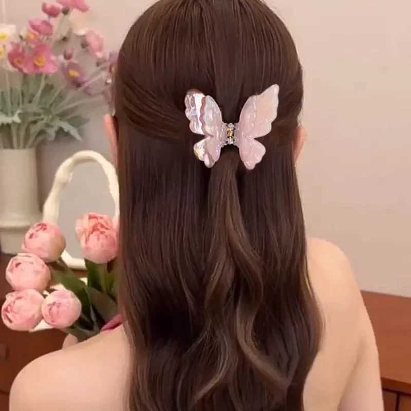 Bohemian Beach Colorful Gradient Hair Clip Acetate Fiber Butterfly Hair Claw for Women Floral Claws Fashion Hair AccessoriesX240912
