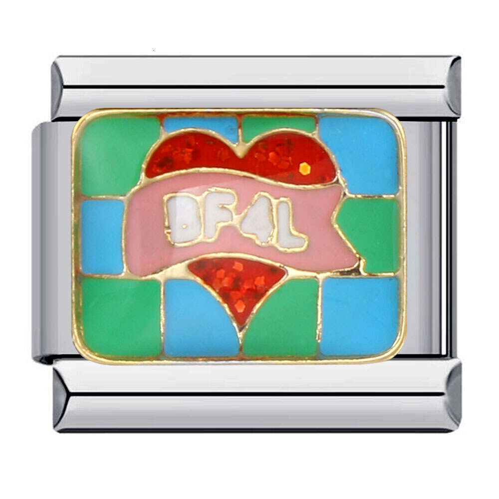 New Valentine's Day Elements Bead Welding Enamel Cartoon DIY Fashion Bracelet Italian Charm Links Fit 9Mm Bracelet Jewelry DIY Making Gifts