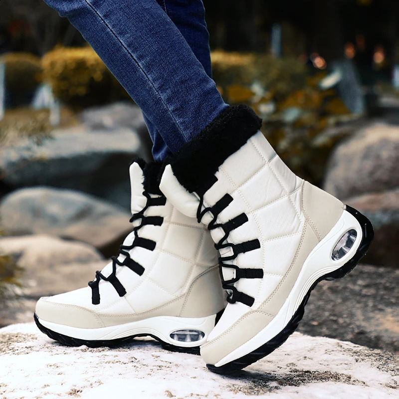 Winter Women High Quality Warm Snow Lace-up Comfortable Ankle Outdoor Waterproof Hiking Boots Size 36-42 240904 4