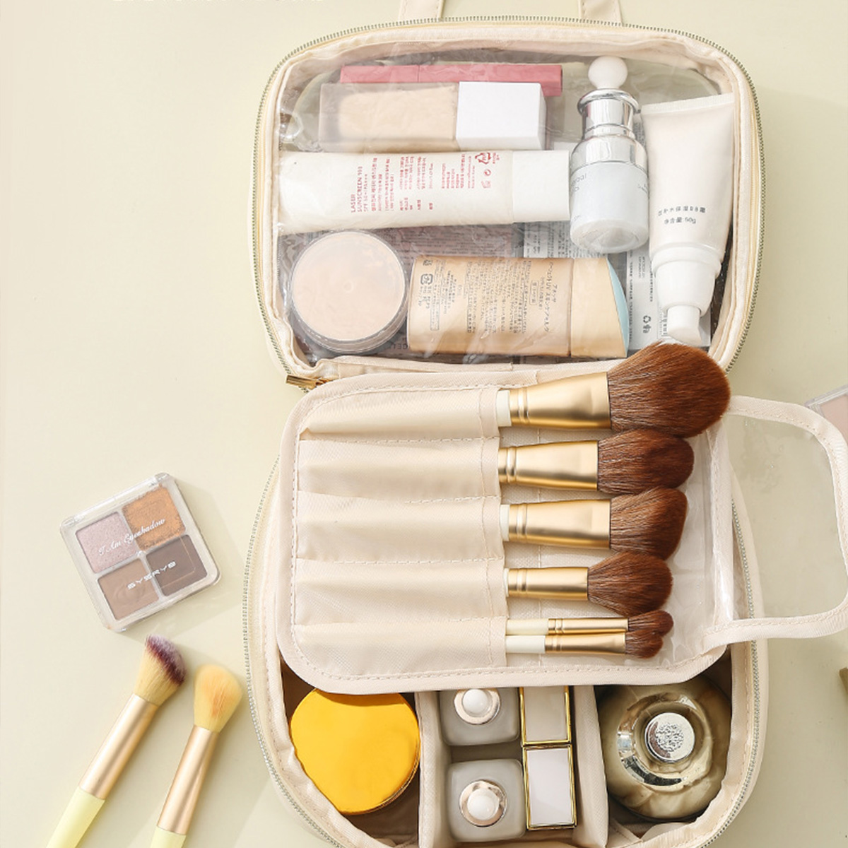 Makeup bag Large capacity portable makeup bag with three-dimensional partition new portable travel toiletry bag high-end cosmetic storage bag