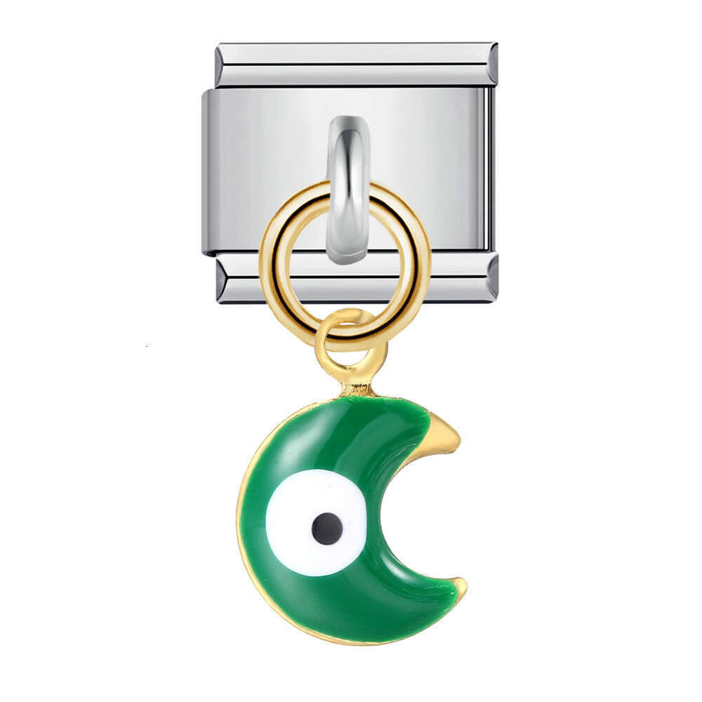 Single Hook Italian Module Bracelet Devil's Eye Pendant Elastic Splicing Titanium Steel Strap Chain Charm Links Stainless Fit 9Mm Jewelry DIY Mak