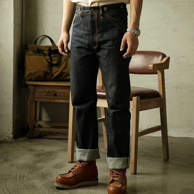 RS-0002B Read Description! Red Tornado High Waist Raw Indigo Selvage Unwashed Denim Pants Unsanforized Jean 14oz M240912