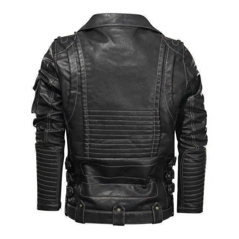 Winter PU Leather Jacket Men Fashion Motorcycle Faux Leather Jacket Male Autumn Cool Zipper Pockets Outwear Coats ClothingX240913