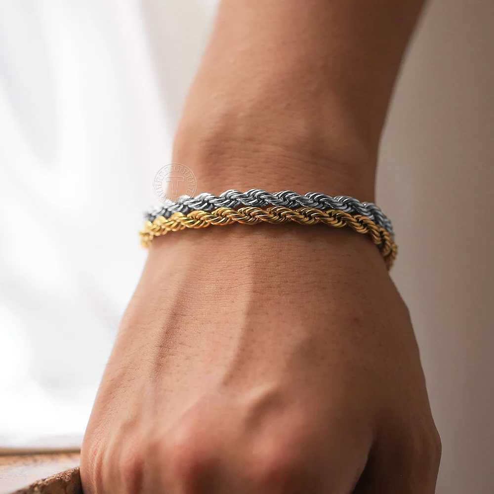 2-6mm Gold Silver Color Rope Chain Bracelets For Men Women Stainless Steel Twisted Rope Link Chain Anklet Adjustable DKB682X240913