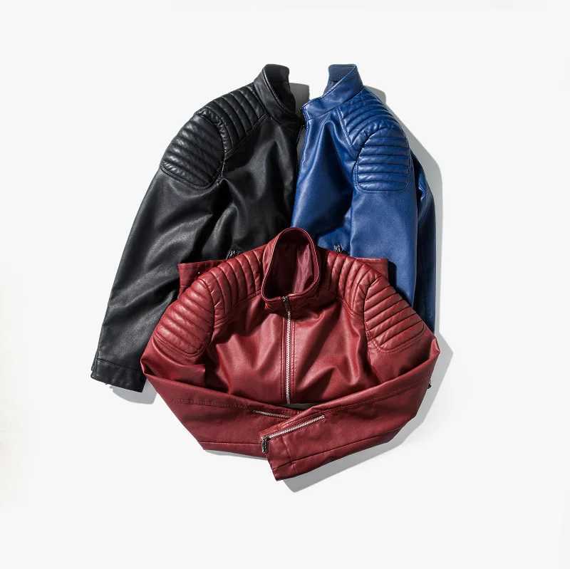 Mens Motorcycle Jacket Casual Jacket Slim Korean PU Leather Jacket for MenX240913