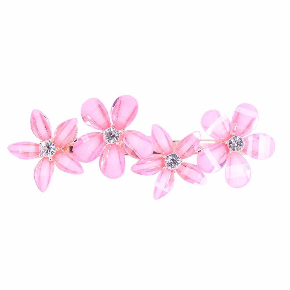 EASYA Elegant Rhinestone Flower Hairpin Barrettes Pins For Women Girls 3 Colors Metal Hair Clip Hairwear Ornaments JewelryX240913
