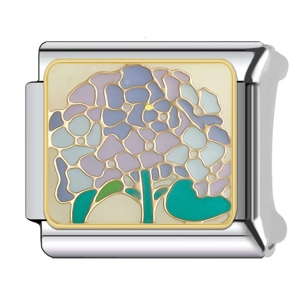 New Women's Gift flower Bead Italian Charms Links Bangle Beads Fit 9mm Stainless Steel Bracelet Making DIY For Women Fashion Jewelry