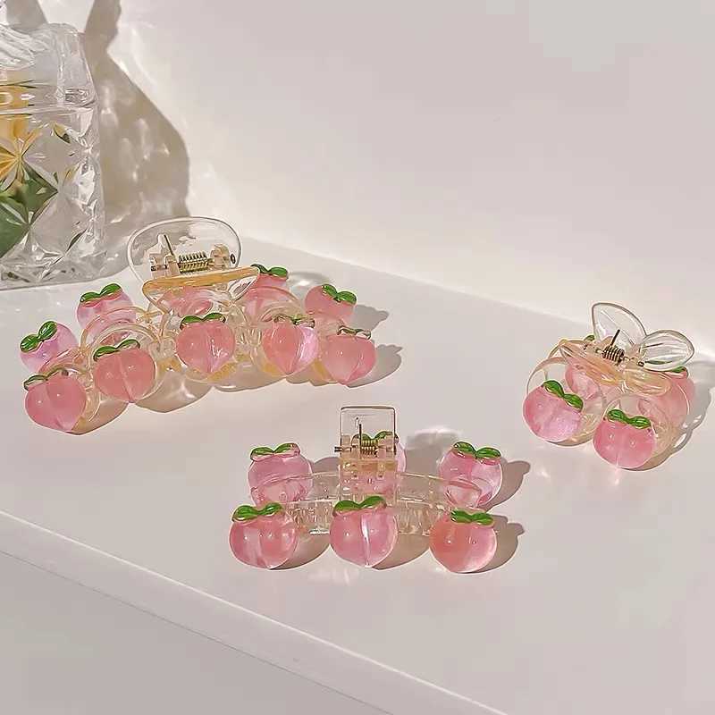 HANGZHI New Pink Peach Hair Clip Vintage Cute Bow Tie Shark Hair Claws Bear Heart Hair Claw For Women Party Head AccessoriesX240912