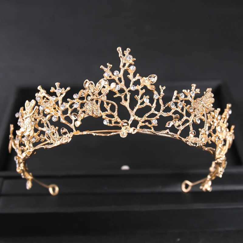 Baroque Vintage Crystal Crown Tiara Rhinestone Princess Butterfly Prom Crowns And Tiaras Bridal Wedding Hair Accessories JewelryX240913