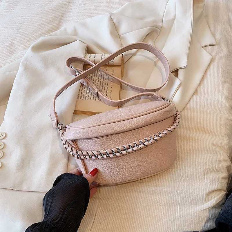 Elegant Solid Colour PU Leather Waist Bags For Women Simple Design Fanny Pack Female Waist Pack Ladies Crossbody Chest Bag Z240912