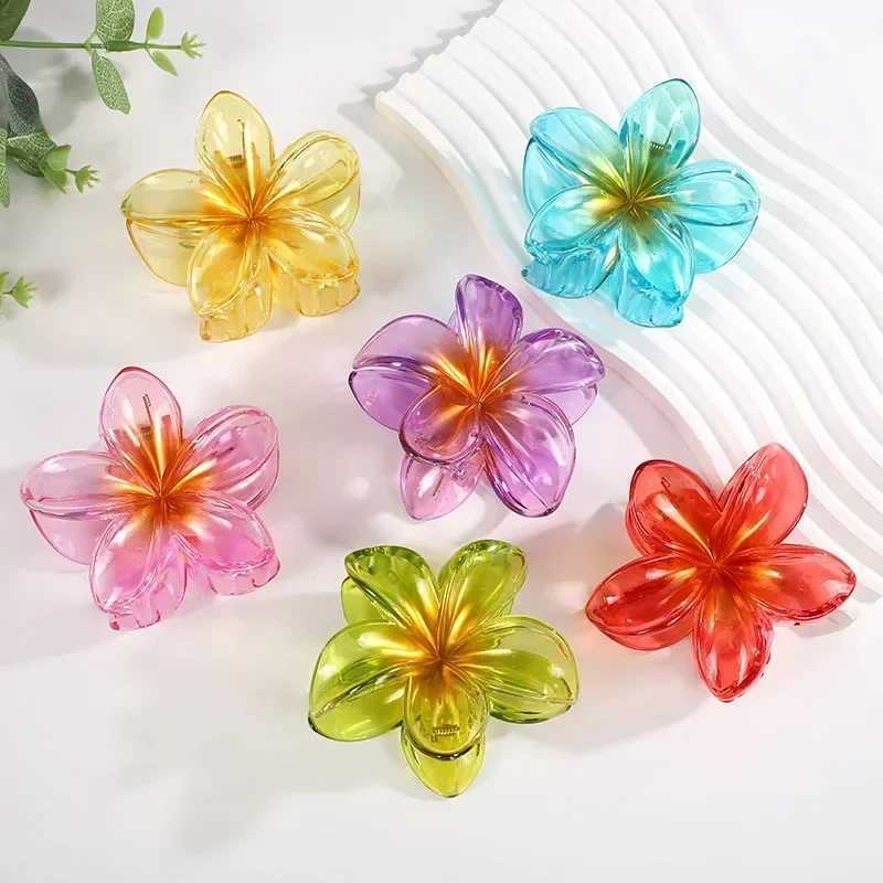 LATS Red Flower Hair Clips for Women Trendy Sweet Hair Claws Crab Clamp Barrettes Mujer Hawaiian Headwear Girls Hair AccessoriesX240912