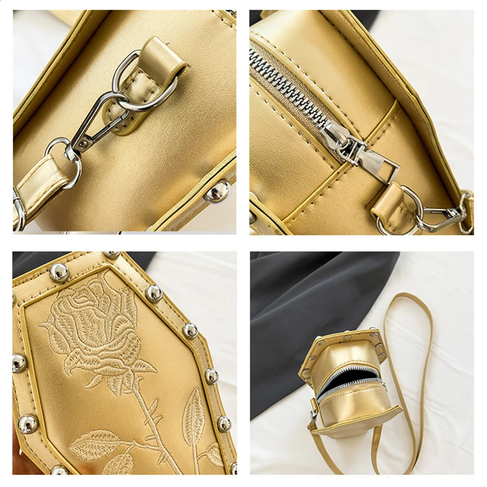 Womens Crossbody Bag Creative PU Shoulder Bag Halloween Handbag Coffin Shape Underarm Phone Bag Makeup Bag 240912
