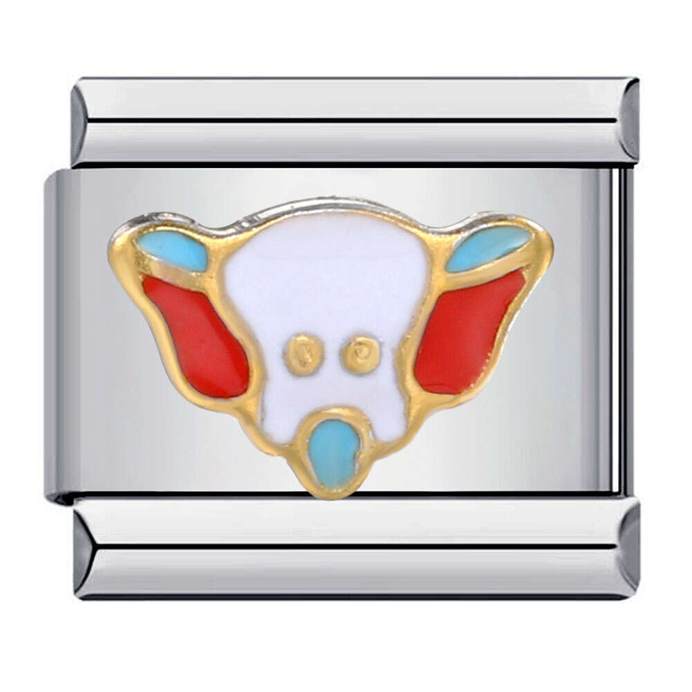 Hot Sell Cute Pet Series Titanium Welding Enamel Cartoon DIY Bead Bracelet Italian Charm Links Stainless Steel Fit 9Mm Jewelry Making Gifts