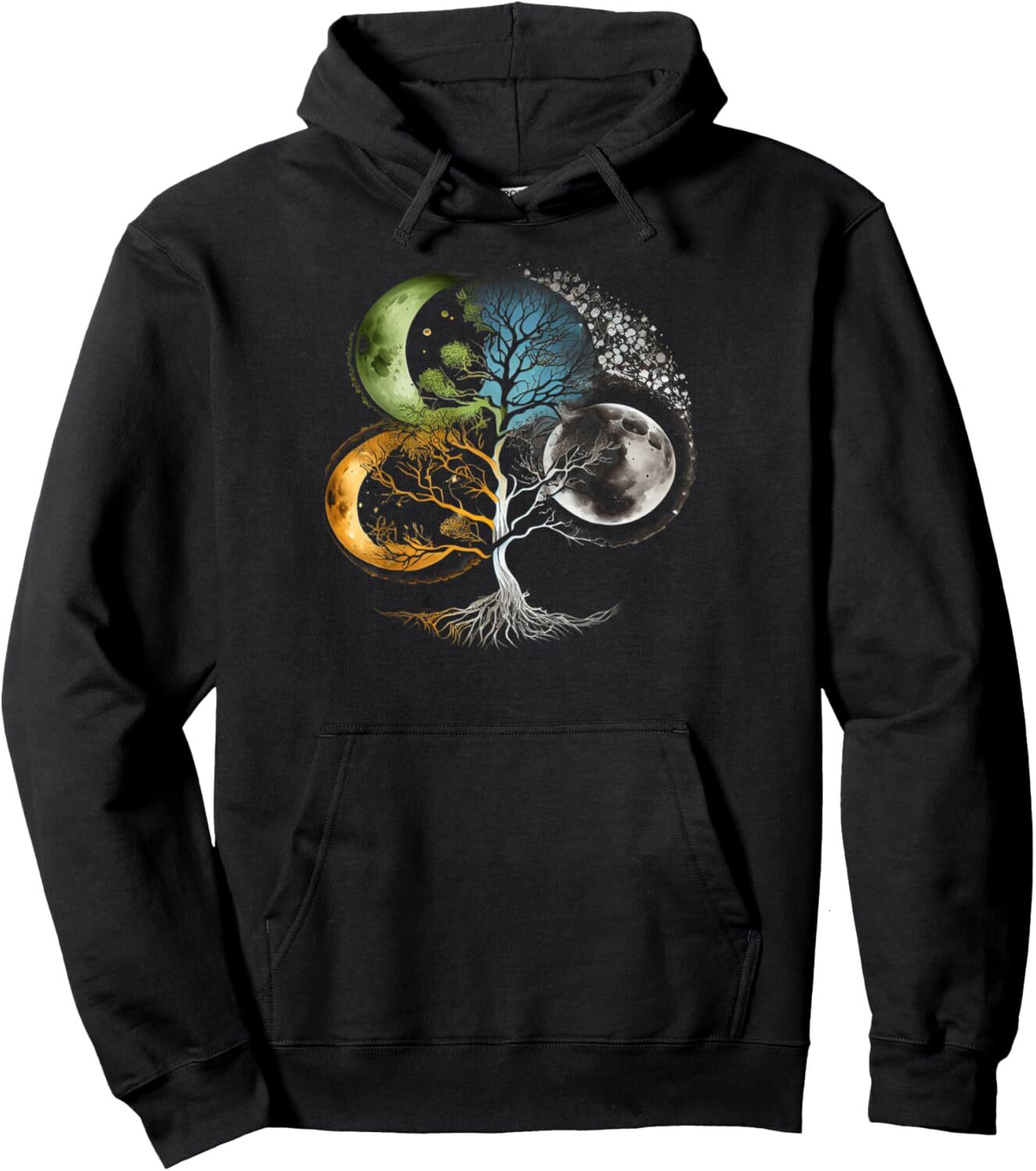 Hoodie for Mens Womens Phases of the Moon Tree Mystical Zen Yoga Meditation Graphic Pullover Hoodie Graphic Hoodies sweatshirt Pullover Long Sleeve