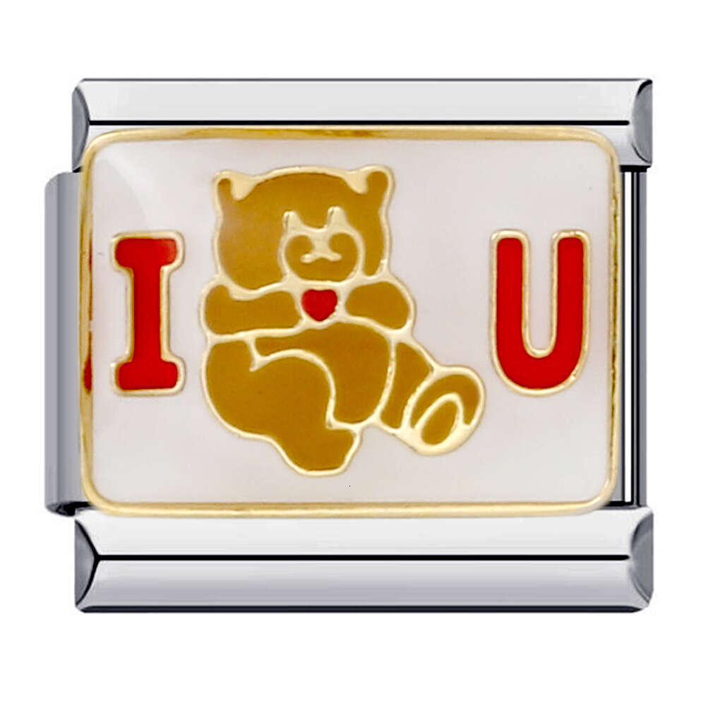 New Cute Little Animal Bead Titanium Steel Welding Pattern Enamel Cartoon DIY Fashion Bracelet Italian Charm Links Fit 9Mm Bracelet Jewelry DIY Making