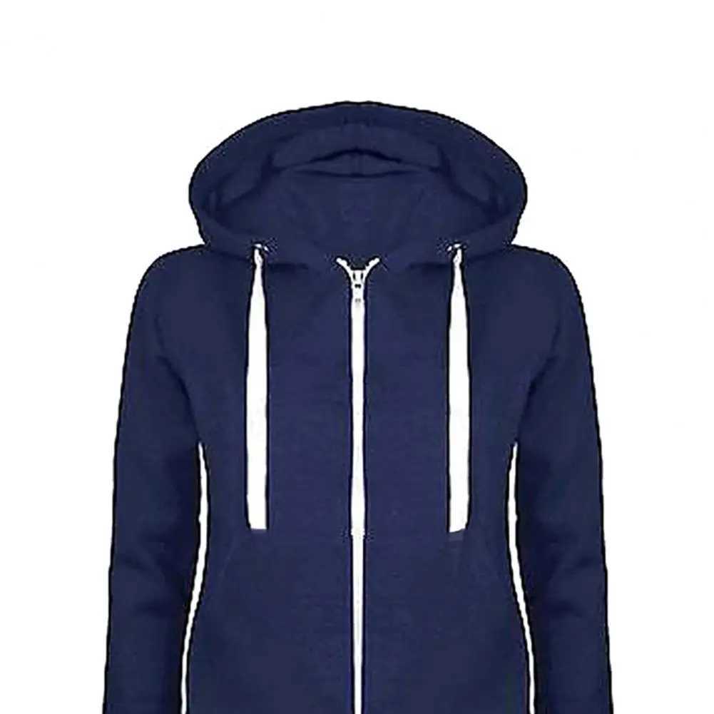 Spring Autumn New Casual Fleece Zipped Hoodie Coat Women Fashion Drawstring Sporty Hooded Coats Jackets Ladies Simple Sweatshirt M240912
