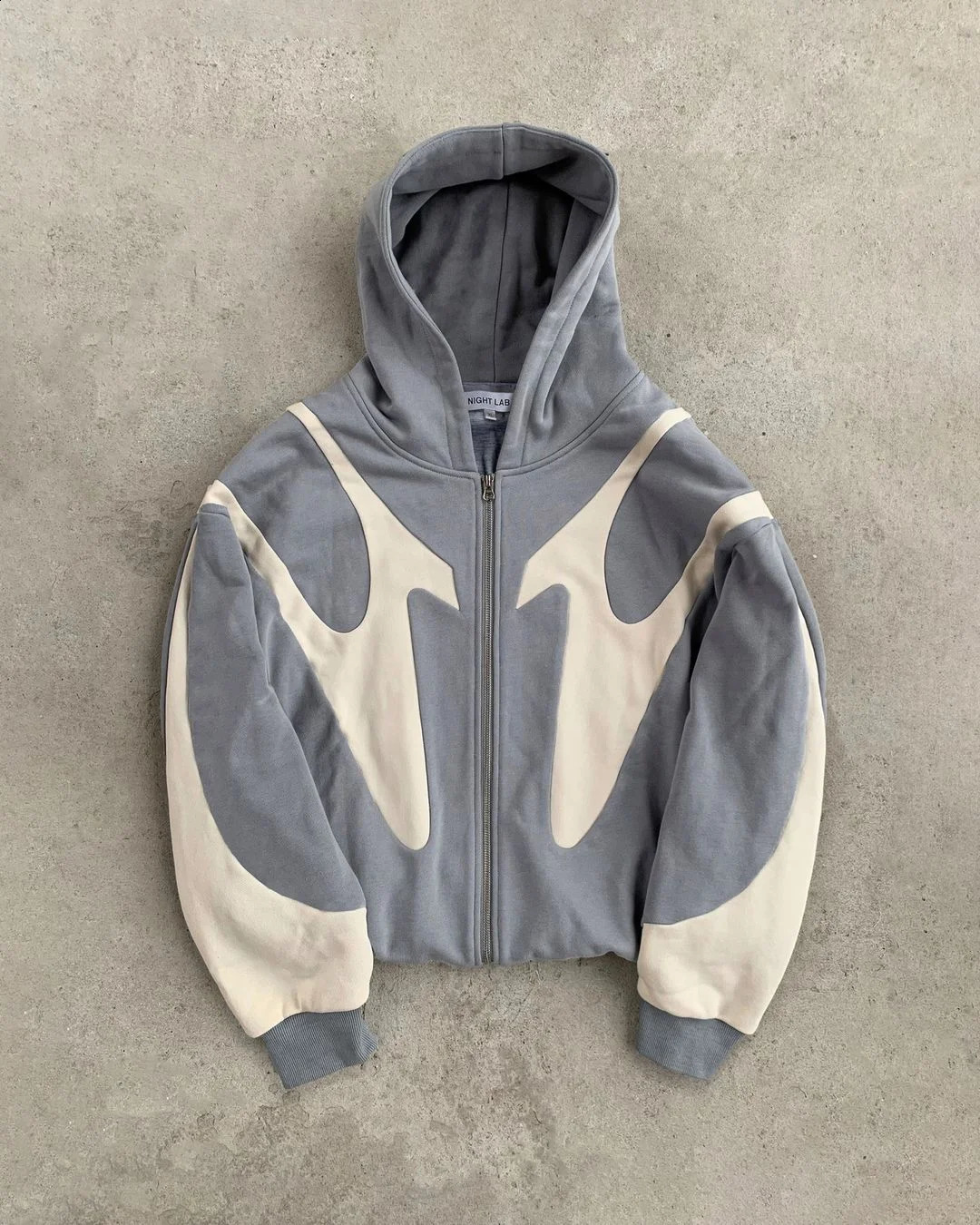 Irregular splicing foam print retro zipper hooded sweatshirt trendy casual loose simple couple cardigan niche n jacket 240912