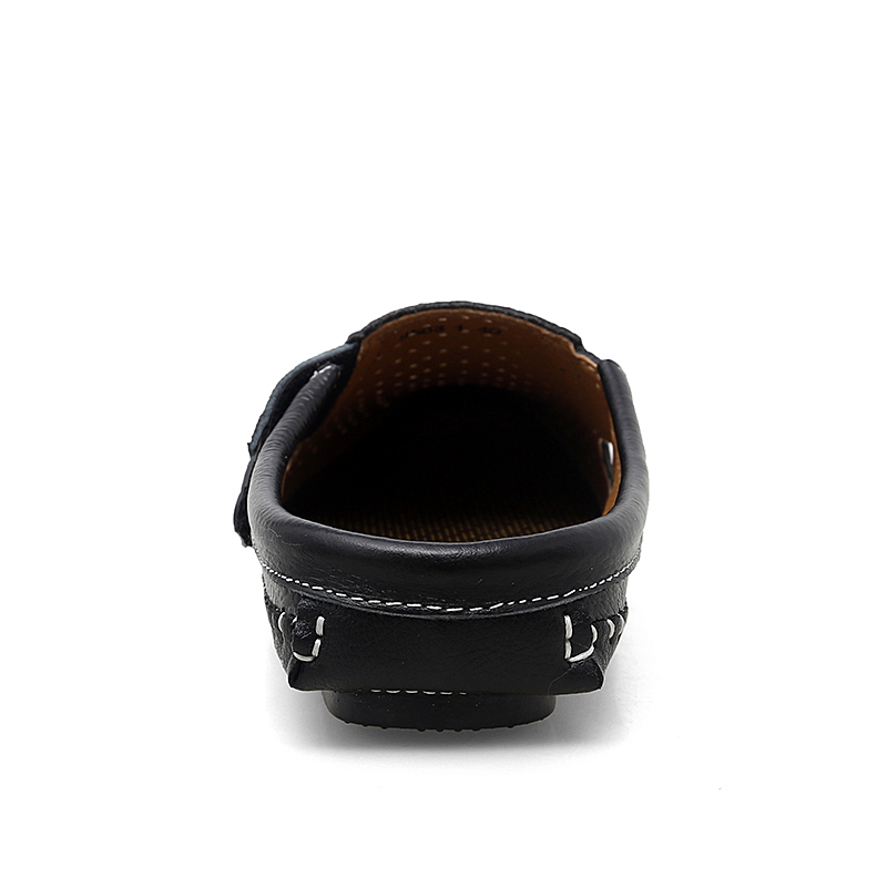 New Genuine Leather Men's Slippers Summer Breathable Casual Mules Light Half Shoes For Men Outdoor Anti-slip Driving Loafers Man