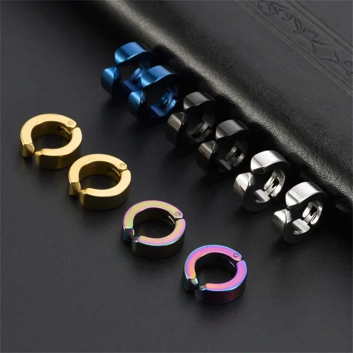 2pcs 316L Fashion Stainless Steel Cuff Earring Non Piercing Hoop Earring Clip On Earring Fake Piercing Earring HoopX240913