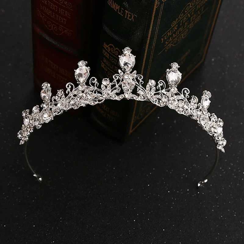 Blue Green Red Crystal Baroque Crown Headbands Princess Bridal Tiaras For Girls Diadem Women Wedding Hair AccessoriesX240913