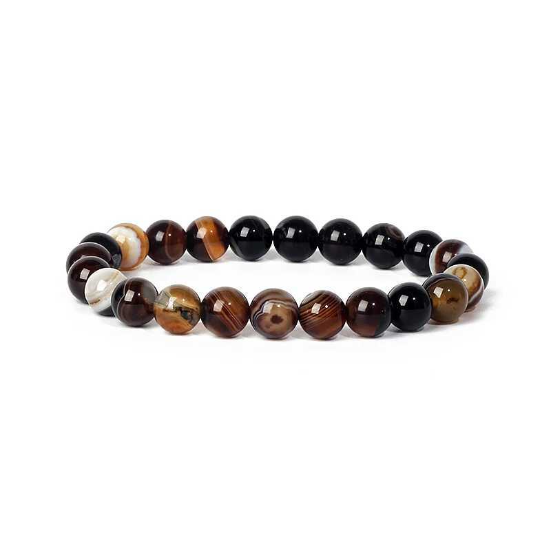 Nature Original Veins Agates Bracelet Womens 6 8mm True Striped Agates Chakra Bead Bracelet Mens Yoga Therapy Spiritual Jewelry W240913