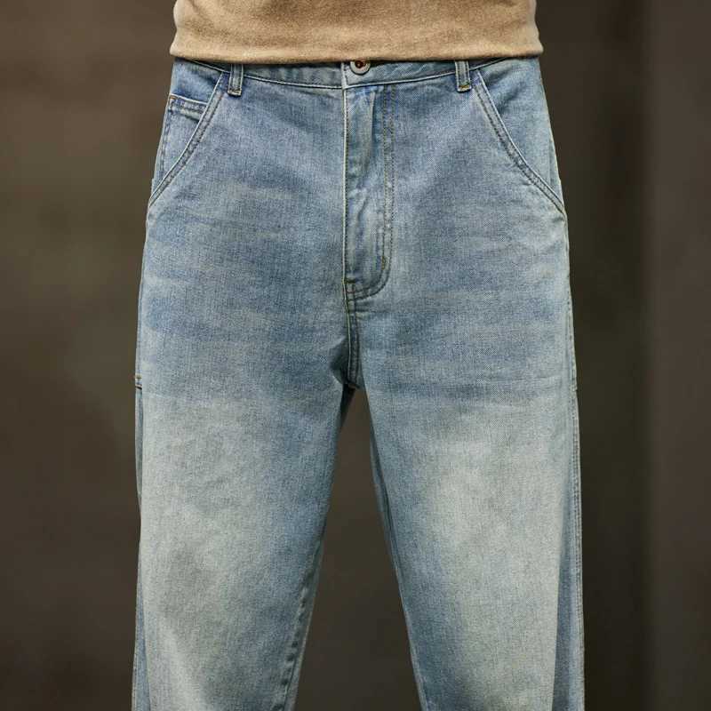 New Arrival Baggy mens jeans light blue loose fit straight cut oversized mens jeans new mens full Lemgth Trouser Z250317