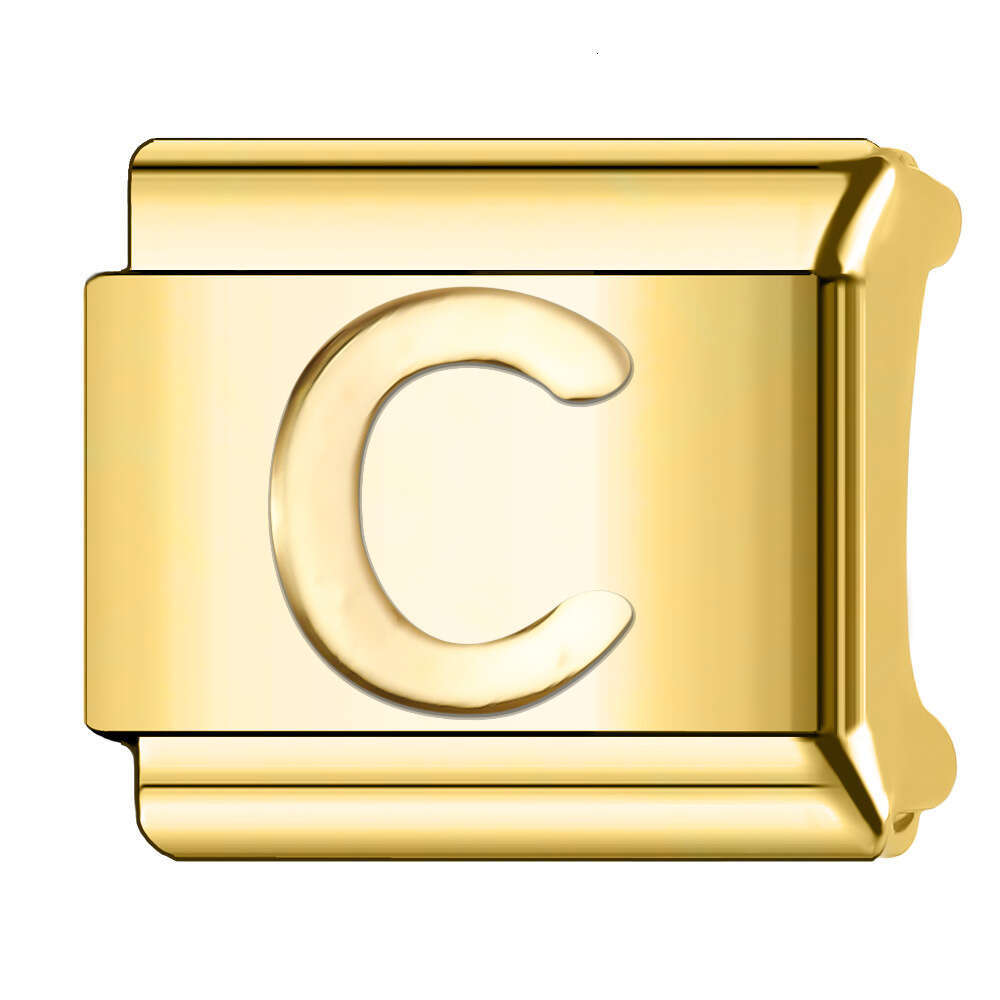 New Women's Gift Gold plated 26 letters Bead Italian Charms Links Bangle Beads Fit 9mm Stainless Steel Bracelet Making DIY For Women Fashion Jewe