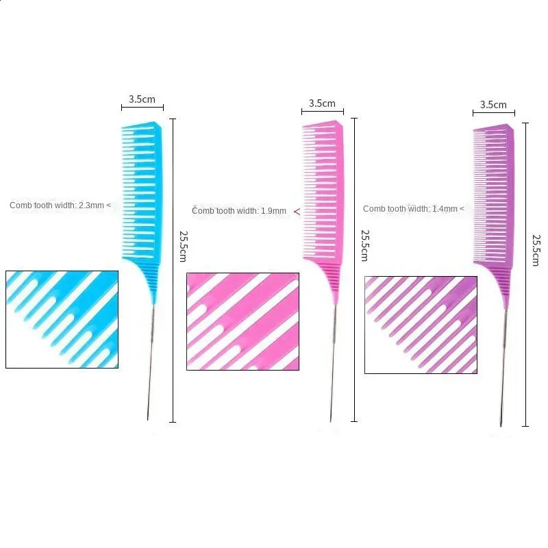 3pcs Hairbrush Hair Styling Combs Tailed Comb Set Coloring Dyeing Salon Tool Sectioning Highlighting Weaving Cutting 240911