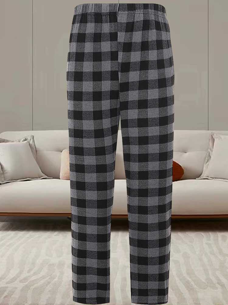 Mens Homewear Set Pajamas Long Sleeve Fashion Daily High Quality Solid Colour Pajamas Plaid Pajama Pants Set Y240913
