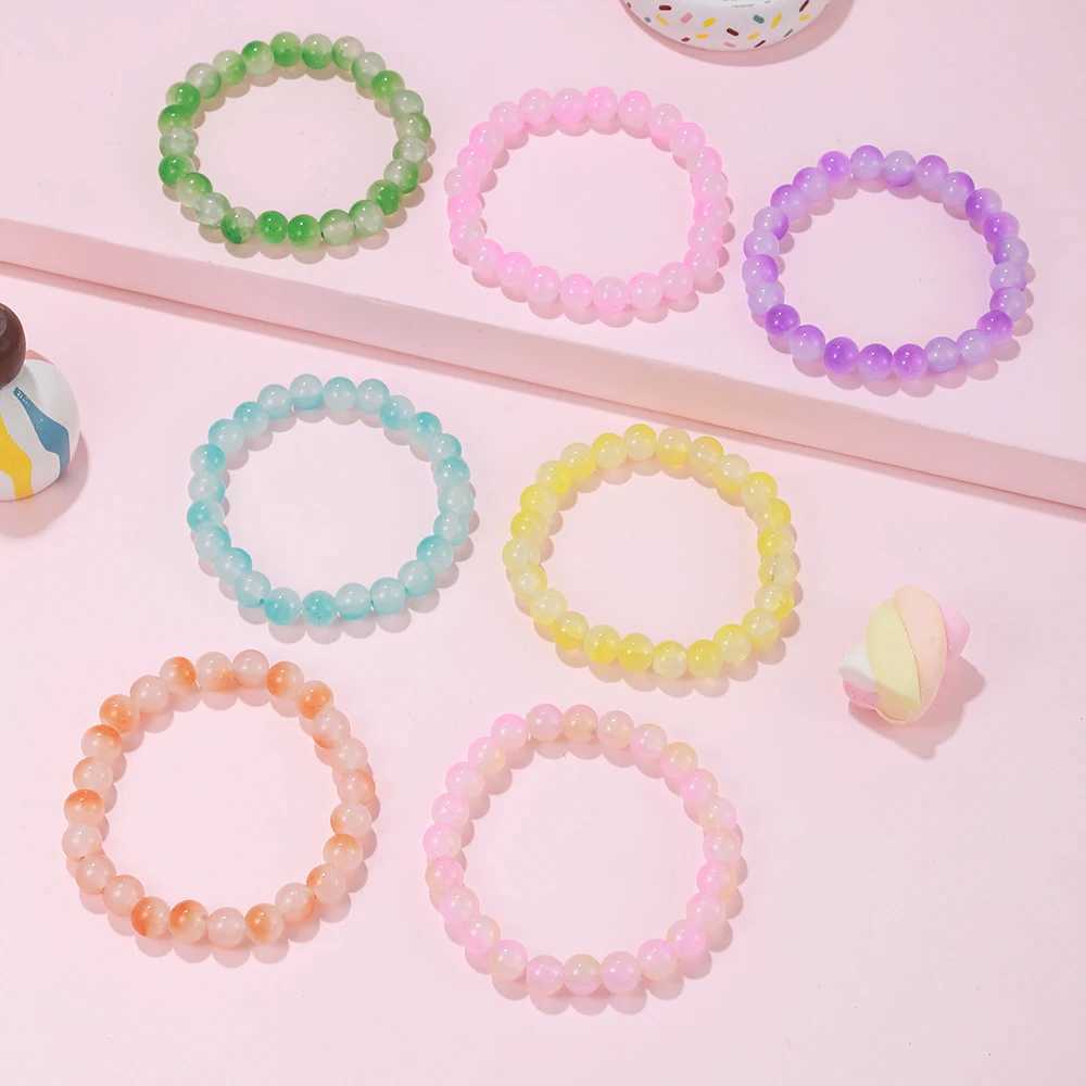 7 pieces/set of handmade colored glass bead bracelets suitable for sisters friendship party birthday jewelry gifts W240913