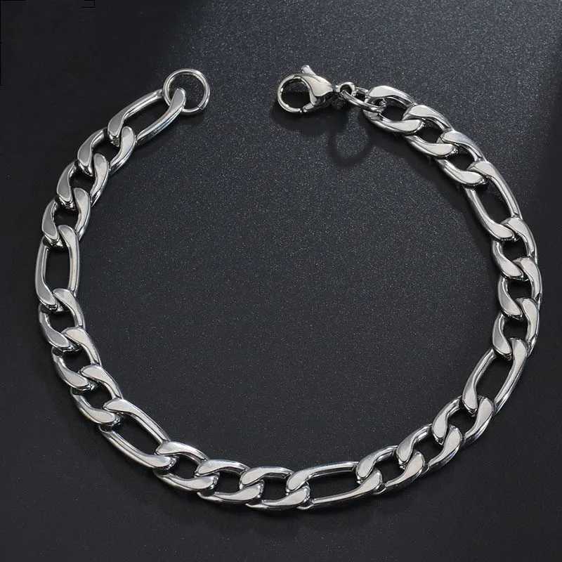 Width 6/8/10MM Mens Stainless Steel Link Chain Bracelet Fashion Hip Hop Rock Style NK Bracelet Party Gift Jewelry Length 20CMX240913