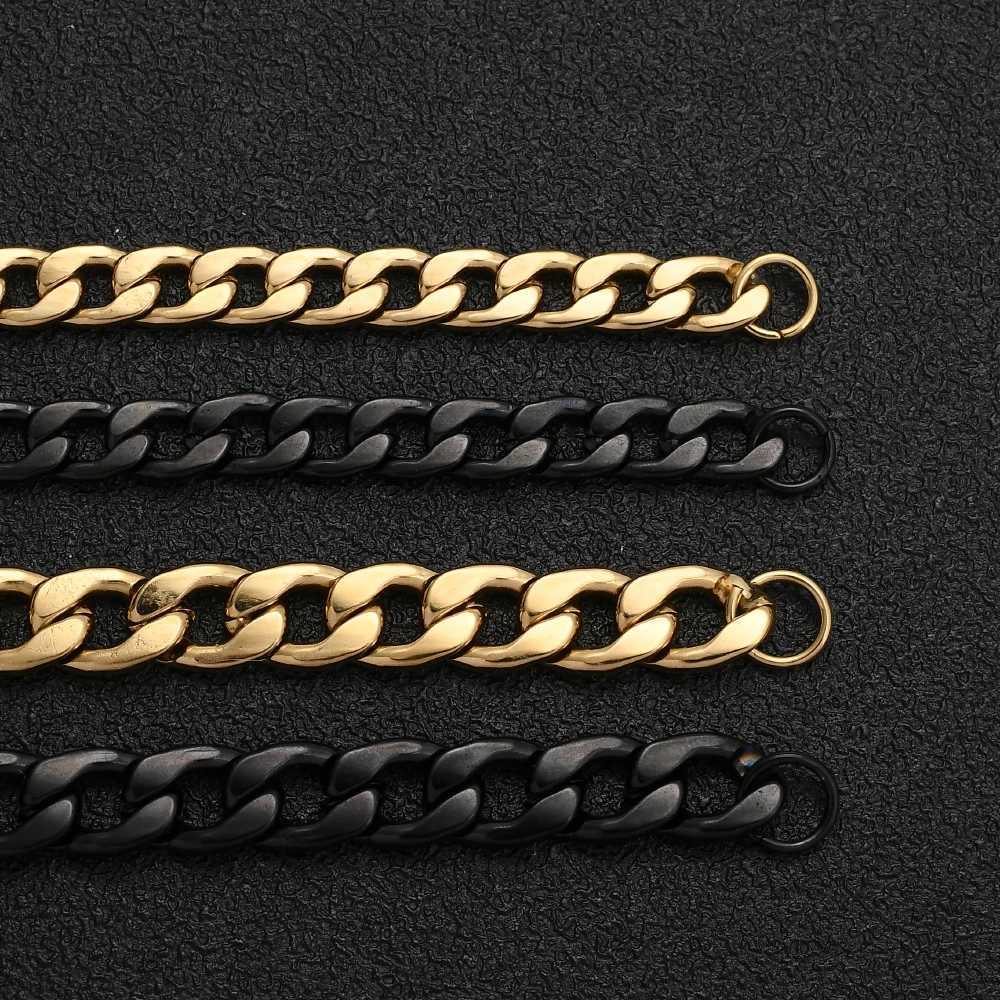 Hot Sale Stainless Steel Gold Black Color Cuban Chain Bracelet For Men Titanium Steel Link Bracelet 6/8/10MM Length 20CMX240913
