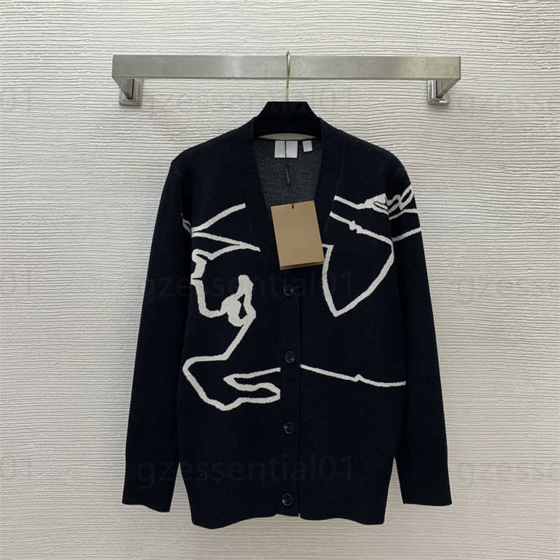Cardigan Designer Sweater Knitwear Autumn And Winter Fashion Womens Sweaters Tops Horse Pattern V-neck Long Sleeve Wool Knitted Cardigan Jackets Sweaters