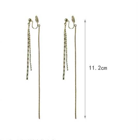 Temperament Tassel Long Drop Earrings Women Painless Mosquito Coil Ear Clip Without Piercing Jewelry Ear CuffX240913
