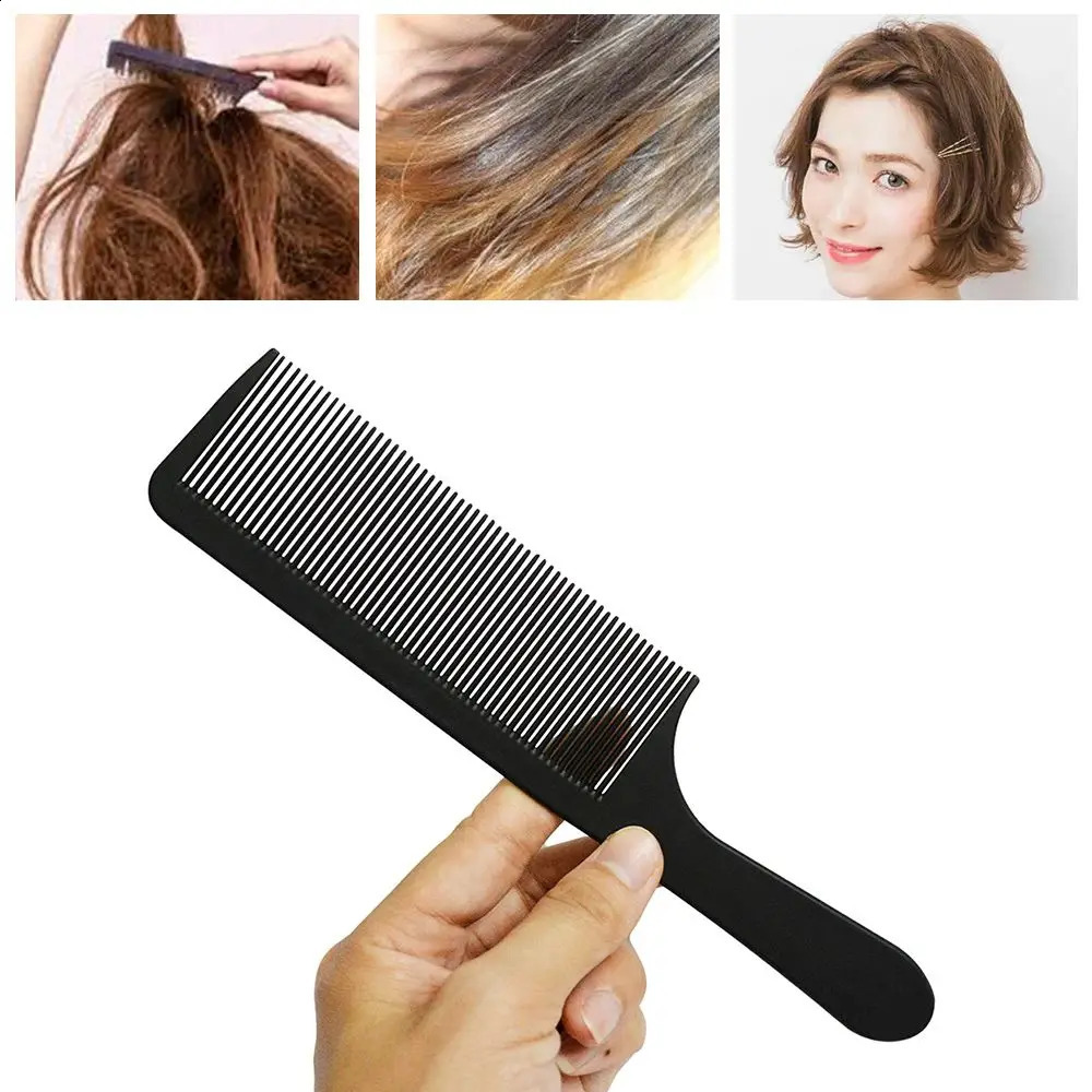 1PC Black Flattop Hair Cutting Comb Heat Resistant Tool Hairdressing Stylist Salon Carbon Antistatic Combs 240911