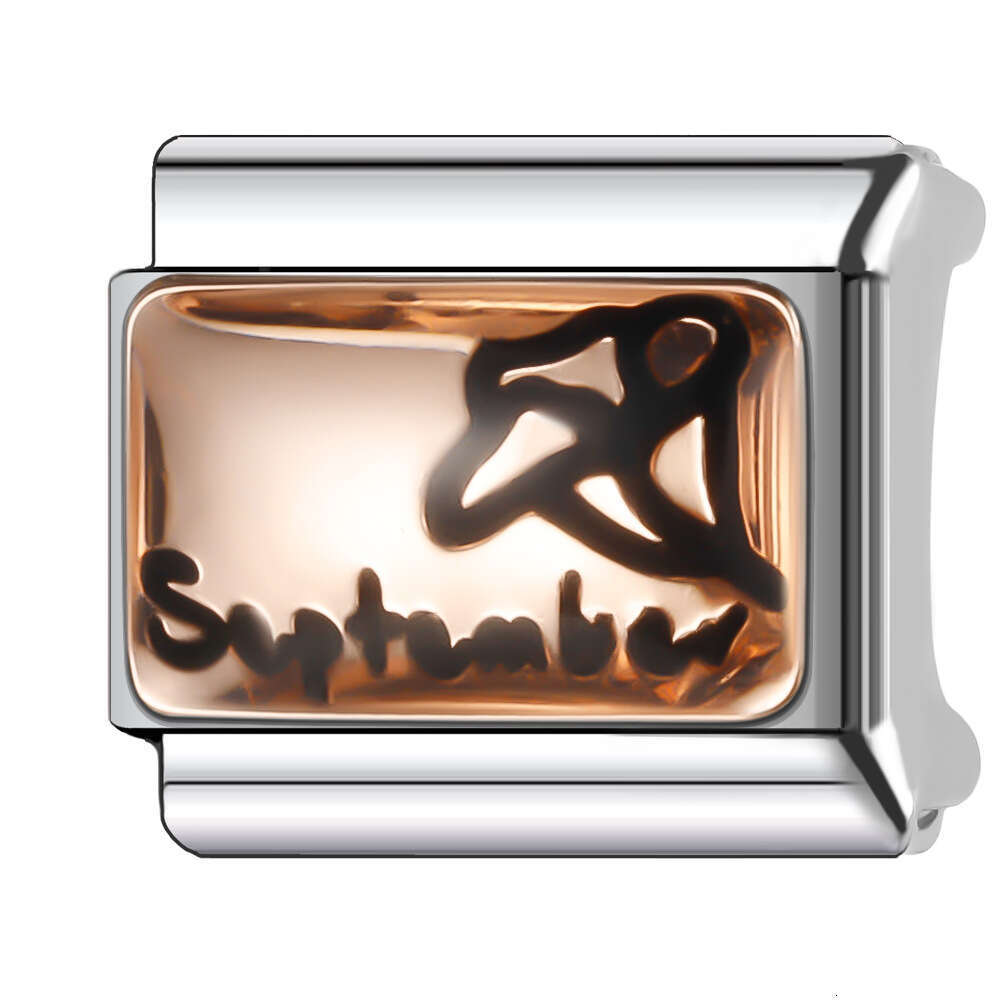 New Women's Gift rose gold flowers Bead Italian Charms Links Bangle Beads Fit 9mm Stainless Steel Bracelet Making DIY For Women Fashion Jewelry