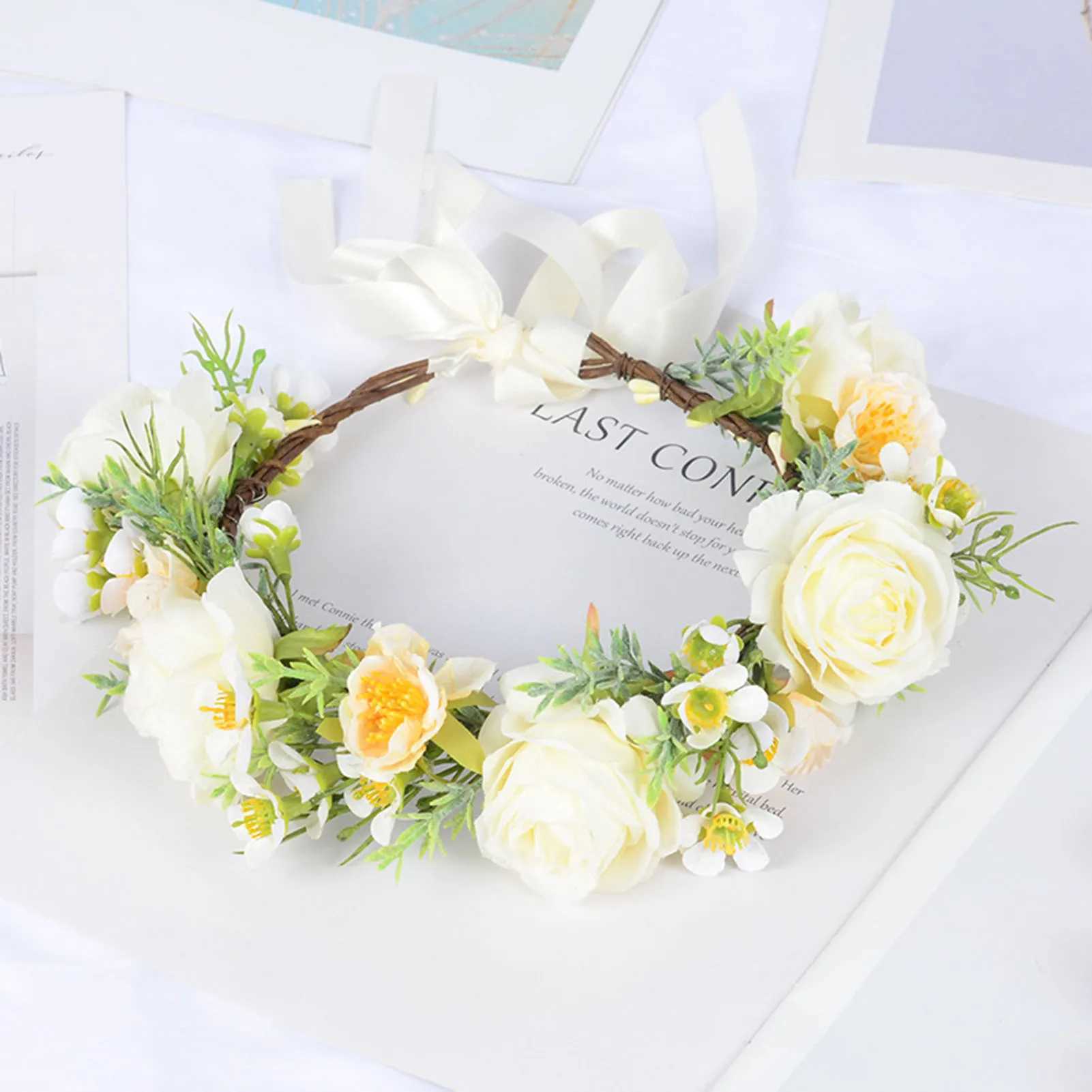 Girl Flower Wreaths Garland Crown Diadem Wedding Baroque Hairband hair flower Crown Bridal Headband Fairy Princess Hair TiarasX240913