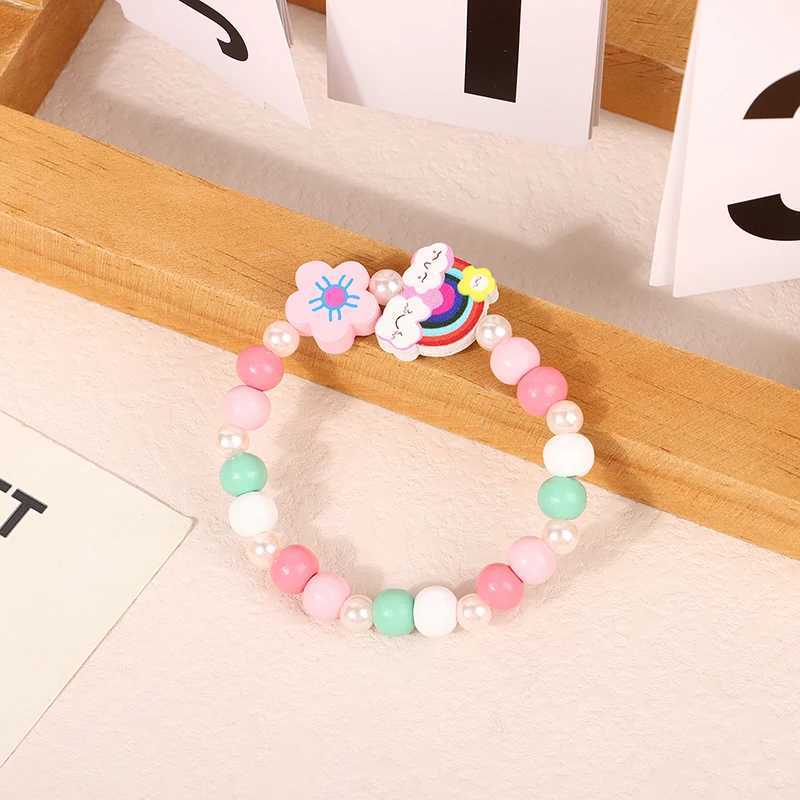 50 cartoon wooden bead bracelets suitable for children girls baby showers guests Pinata fillers birthday party discount gifts W240913