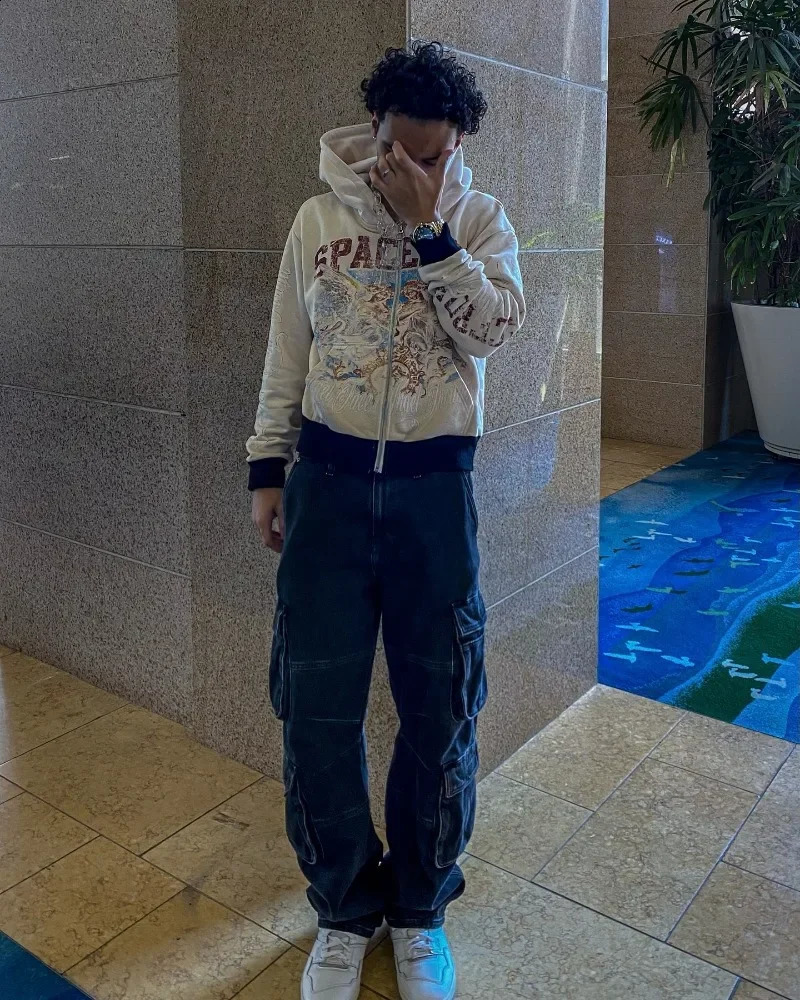 Street Installation American Retro Gothic Alphabet Picture Large Zipper Hoodie Mens Y2K Harajuku Hip Hop Gothic Casual Clown Coat 240930CJ