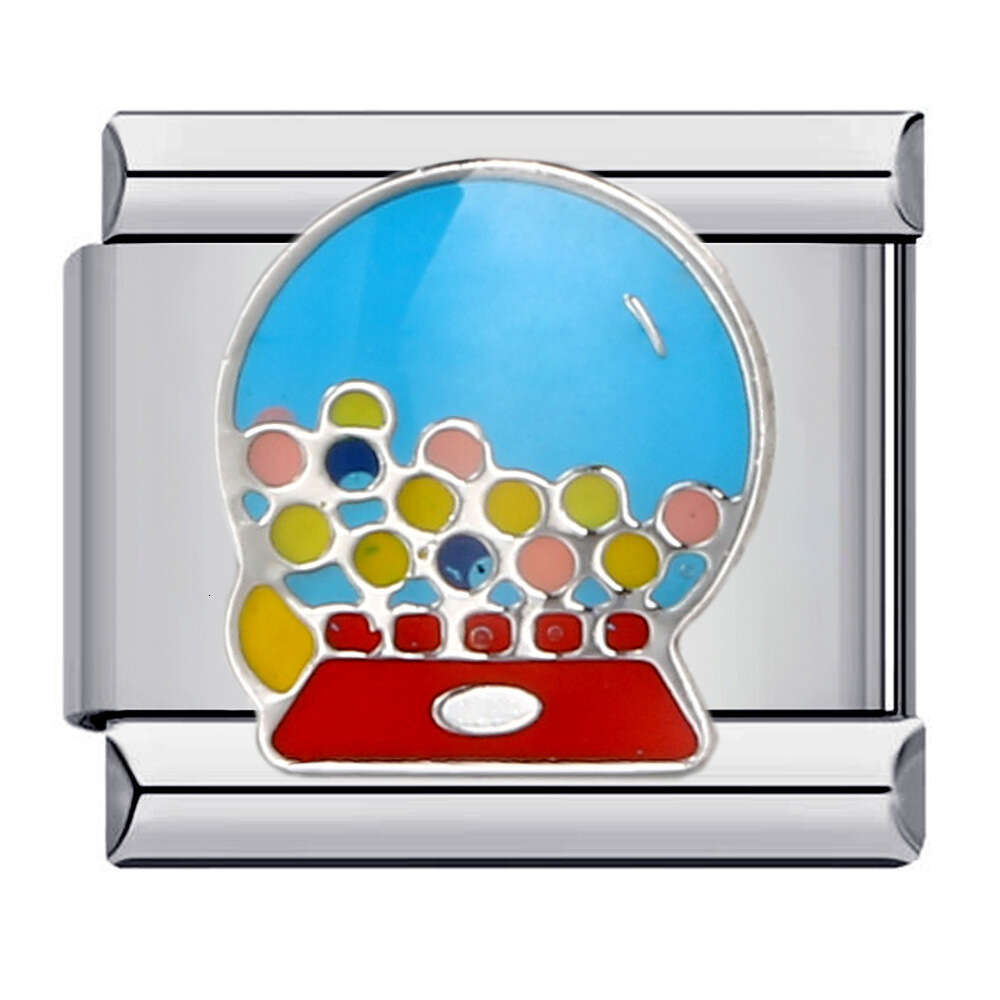 Titanium Steel Welded Gold-Plated Drop Oil Cartoon DIY Module Bracelet Italian Charm Bracelet Charm Links Stainless Steel Fit 9Mm Jewelry Making Gifts