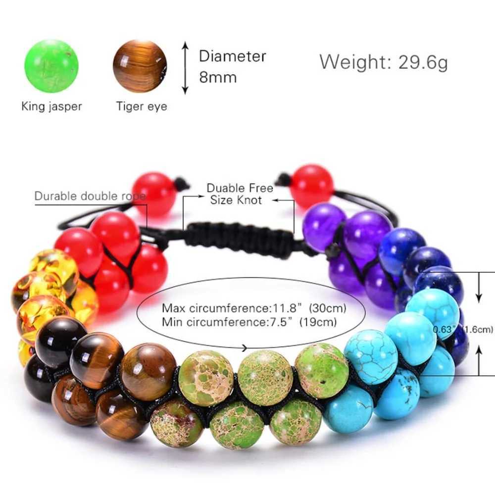 Natural Chakra Healing Power Crystal Bracelet Yoga Double layered Stone Beads Gemstone Meditation Relaxation Anxiety Bracelet W240913
