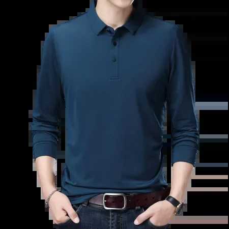 Ice chip quick drying lapel polo shirt long sleeved business casual breathable top 2024 spring fashion mens soft T-shirt W240913