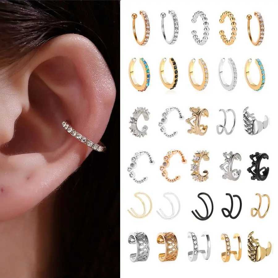 Korean Crystal Clip Earrings For Women Zircon Earing Without Hole Jewelry Fake Earrings Single Ear Bone Clip Earings Ear CuffsX240913