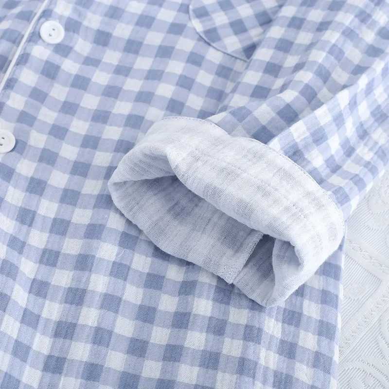 Mens Pajamas Can Be Worn Outside Spring and Autumn Thin 100% Cotton Long-sleeved Trousers Plaid Simple Homewear Men Pyjama Set Y240913