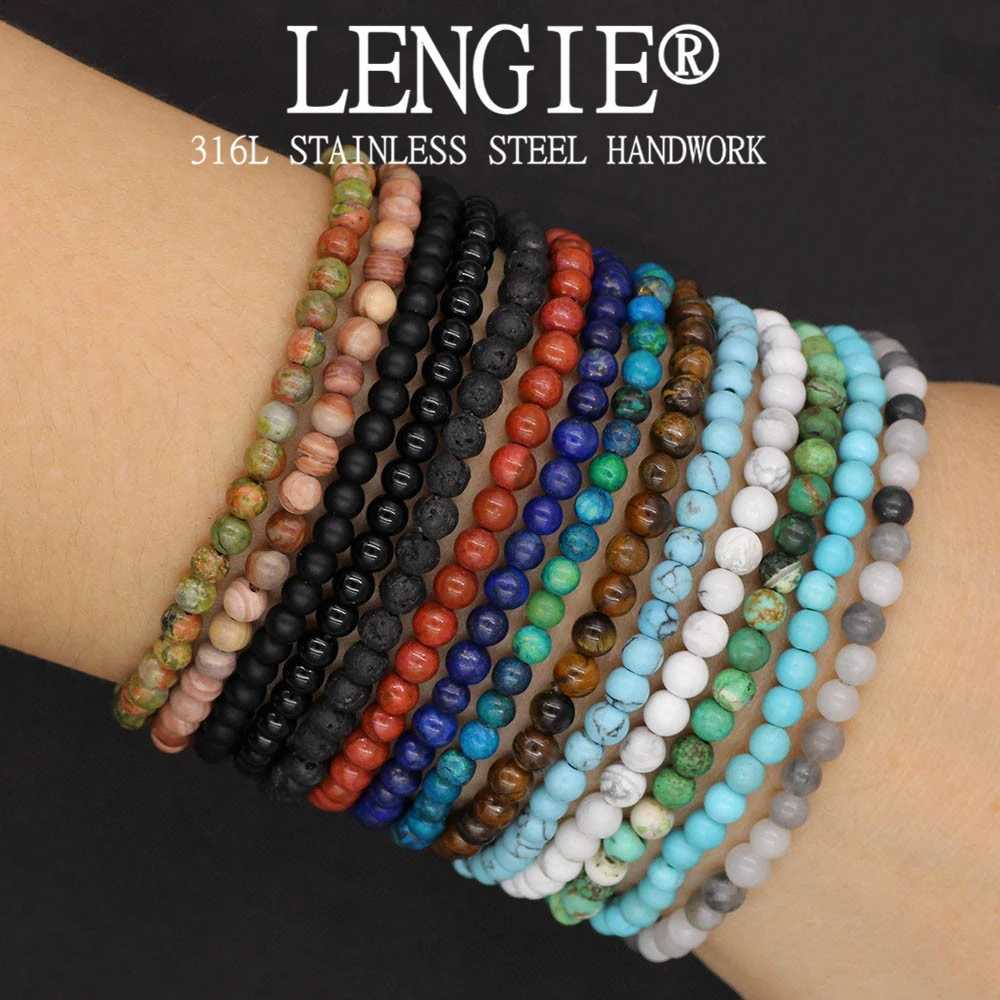 4mm Natural Stone Azure Bead Elastic Bracelet Tiger Eye Round Bead Bracelet Mens Jewelry Bracelet W240913