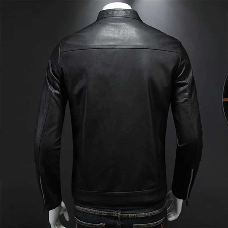 Mens Leather Clothing Fashion Slim Fit Zipper Leather Jacket Solid Casual Jacket Moto Biker Leather Coat Men Motorcycle JacketX240913