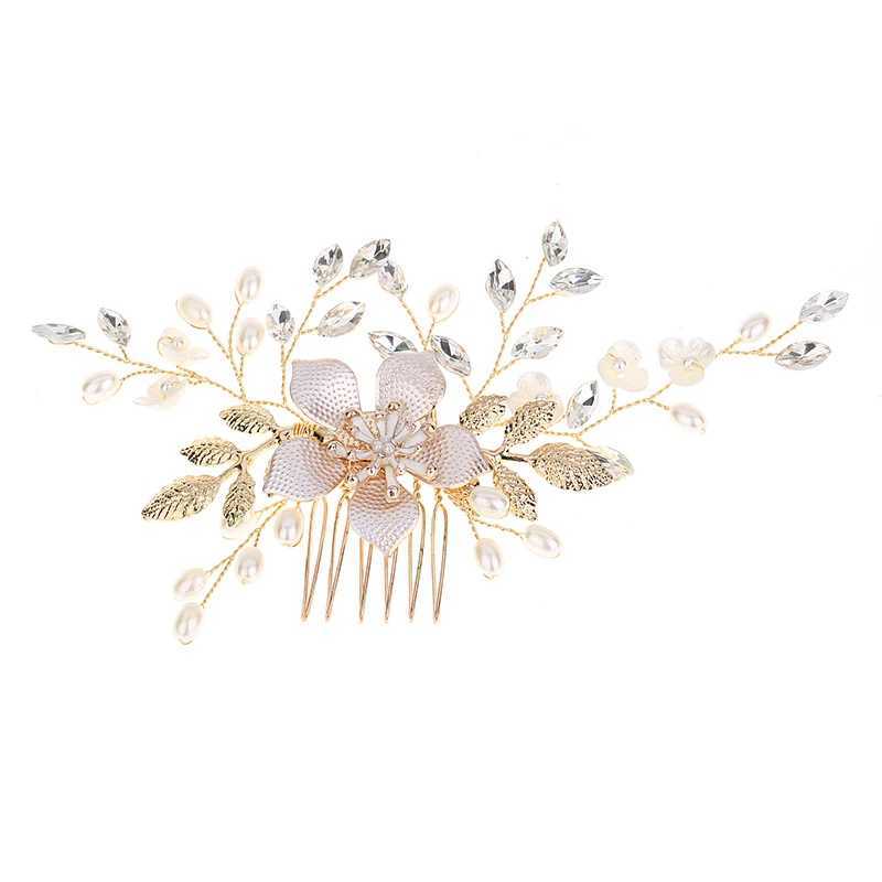 Tiara Wedding Hair Comb Clip Flower Women Wedding Hair Jewelry Headband Pearl Rhinestone Bride Headpiece Bridal Hair AccessoriesX240913