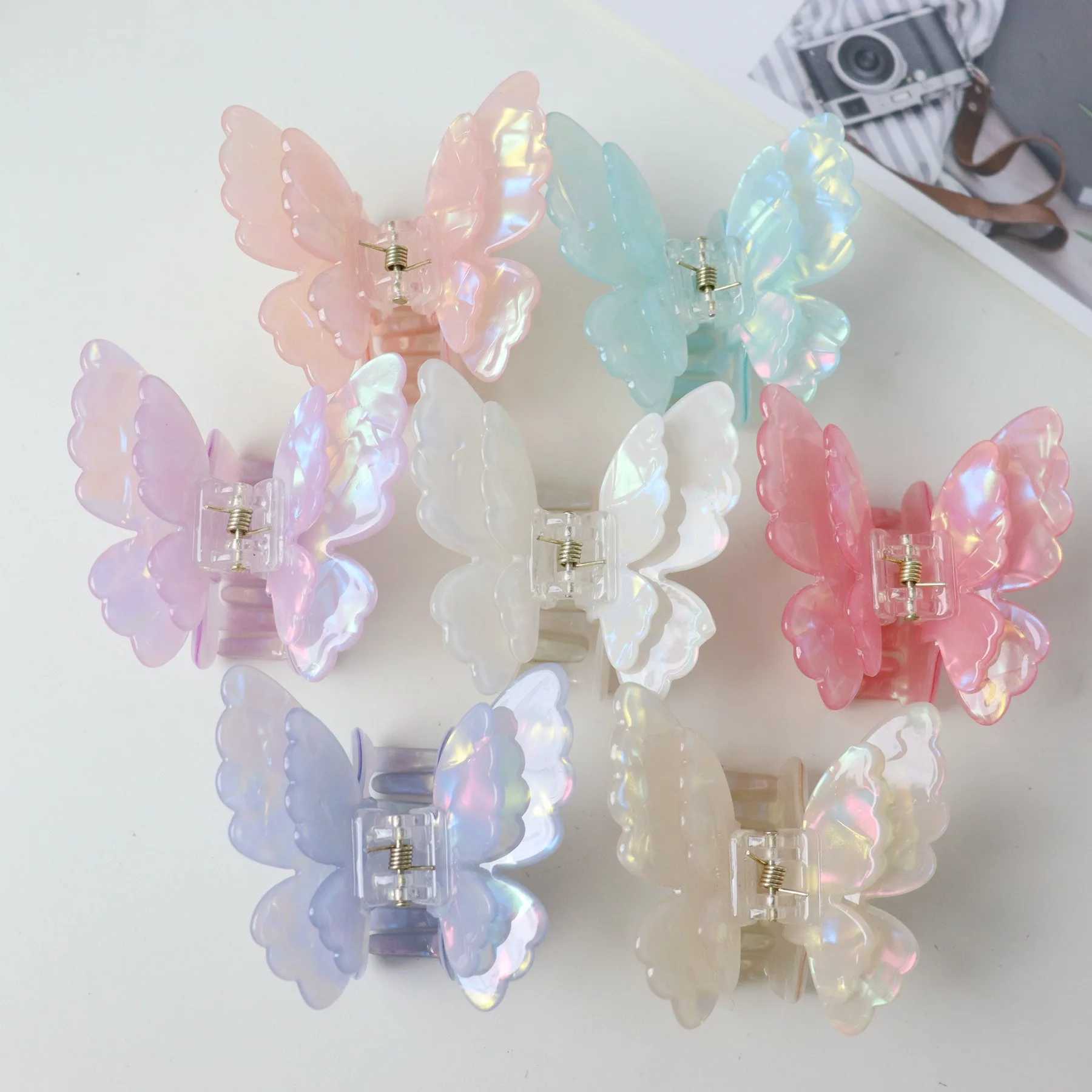 Double-Layered Butterfly Hair Clip Claw For Women Shark Clips Crab Hairpin Korean Acetic Accessories For The Back Of The HeadX240912