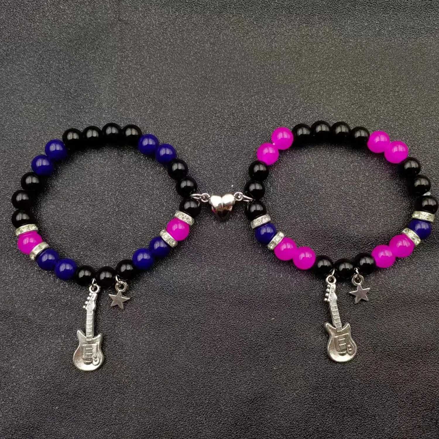 2 sets of Elastic Beads Love Magnetic Attraction couple bracelets TV girl matching bracelets who truly cares about album inspiration bracelets W240913