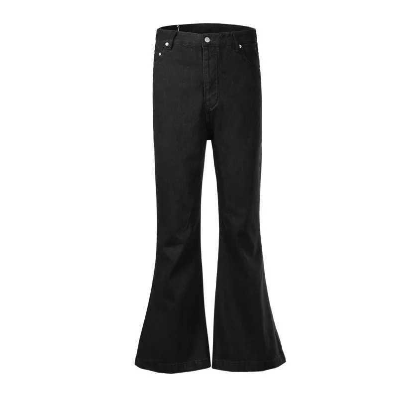 PFNW Mens Denim Pants High Street Wide-leg Flared Jeans Summer New Trendy MALE Straight Trousers Black Dark Style M240912